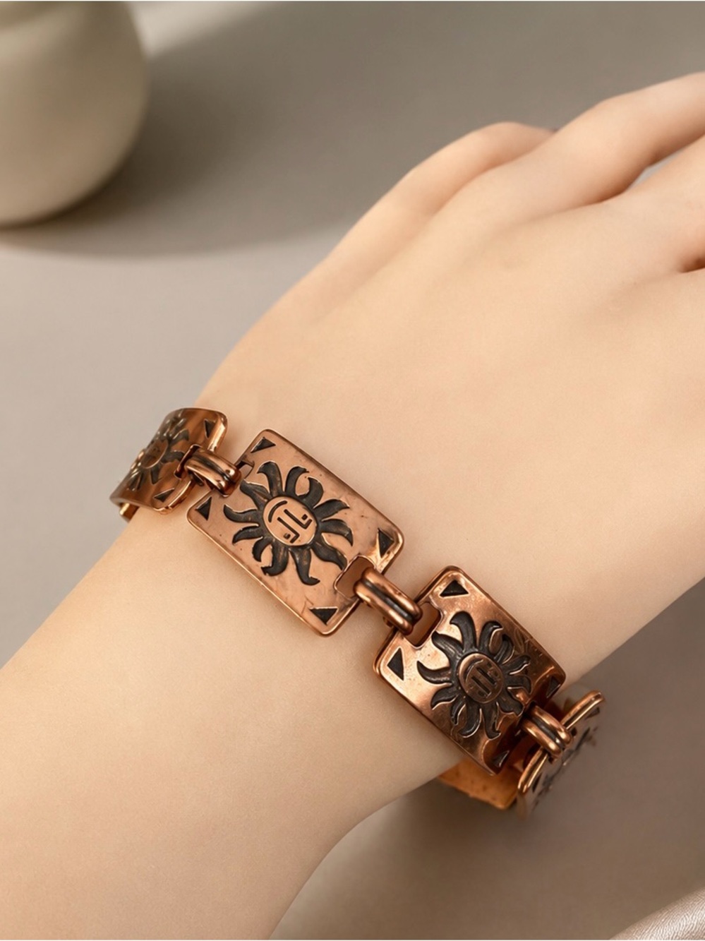 Southwestern Retro Solid Copper Bracelet 7.50 Inches